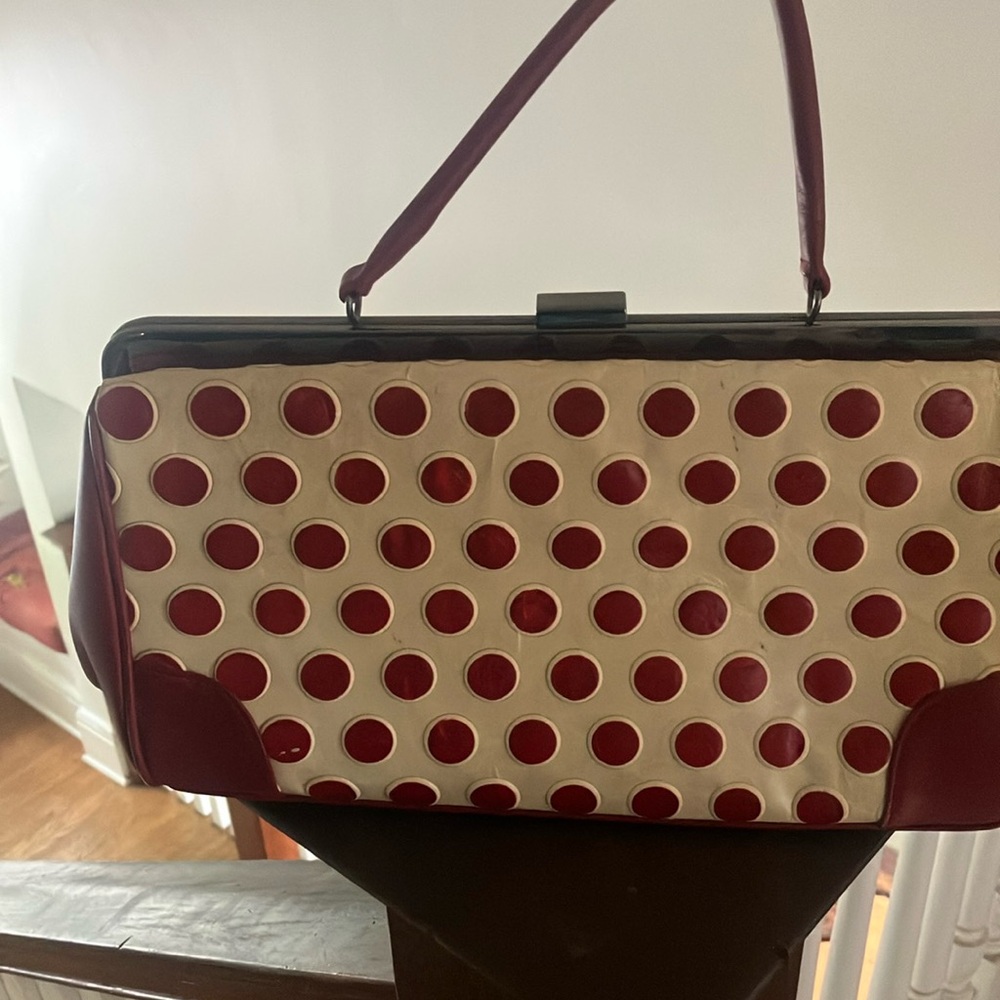 Polka Dot Handbag cream and red classic